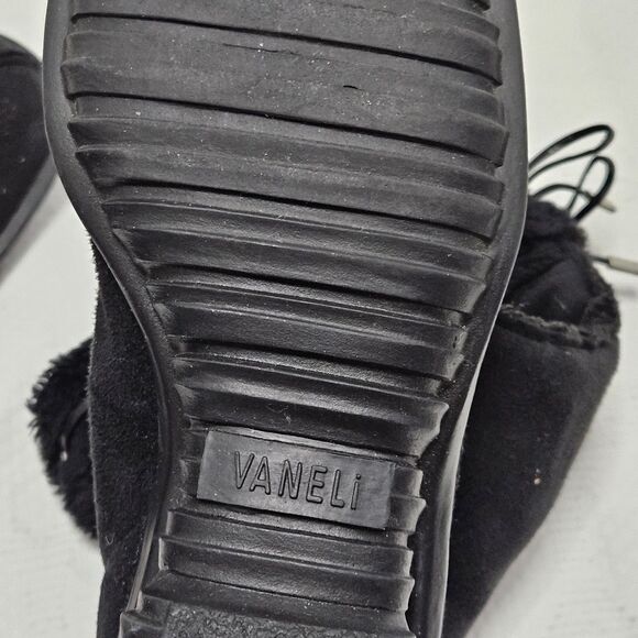 Vaneli Suede Ankle Boots Women's 6M Faux Fur Lined And Trim Heeled GUC - Picture 2 of 6